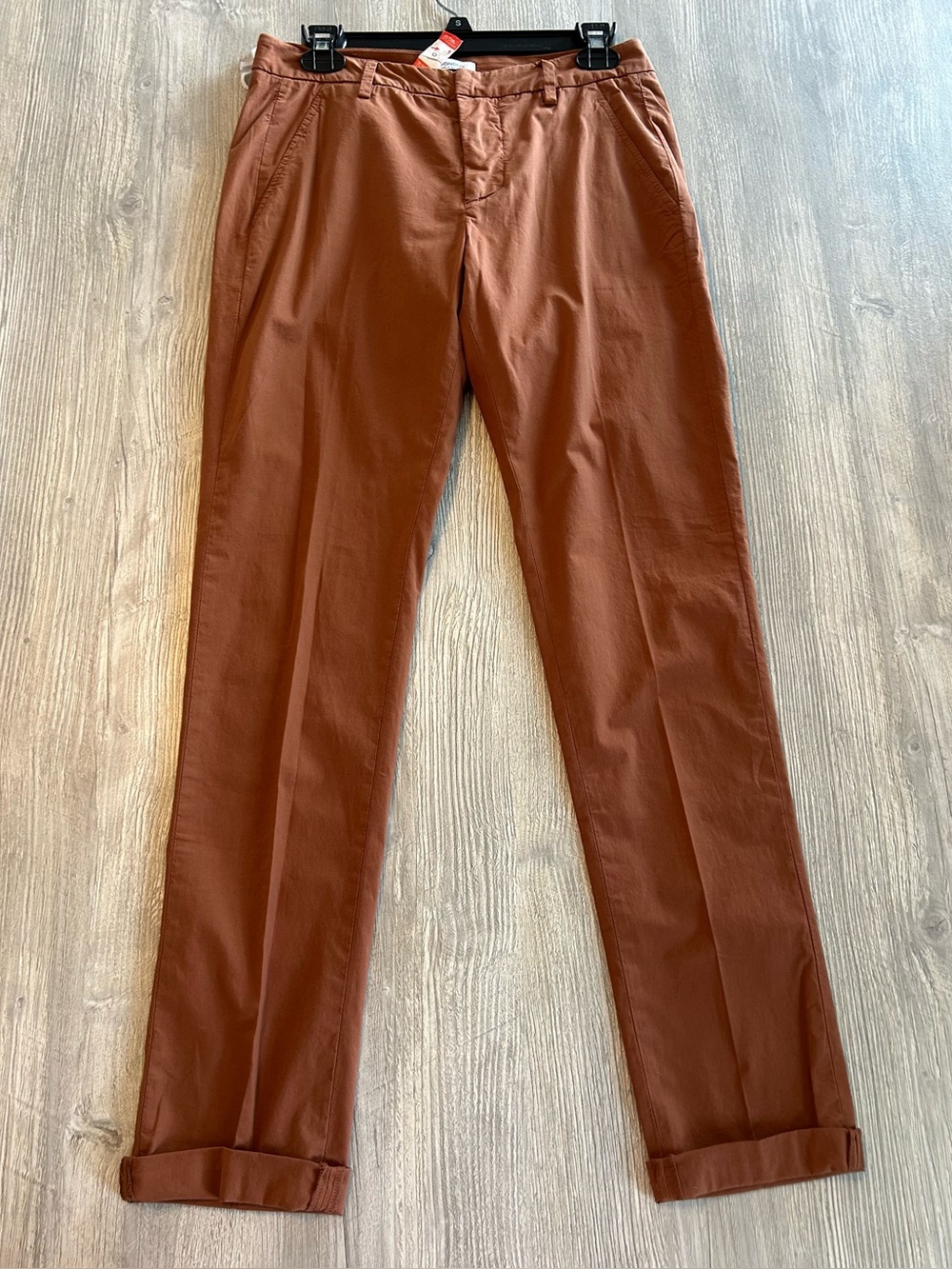 DONDUP GAUBERT SLIM-FIT COTTON WEAVE CUFFED ITALIAN TROUSERS 29 x 29 UNCUFFED 31 - Picture 3 of 11